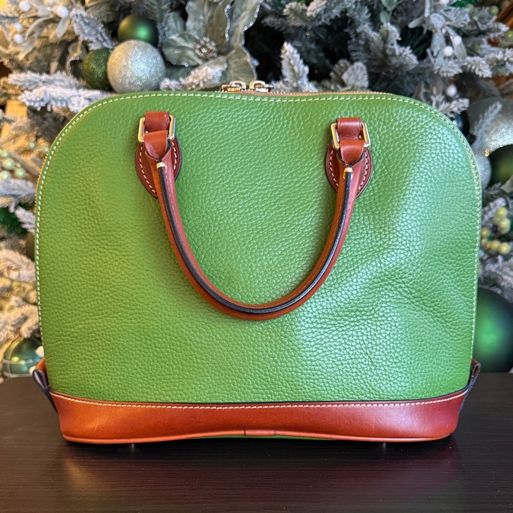 Dooney & Bourke Green and Tan Zip Zip Satchel - Picture 2 of 12